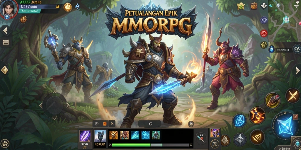 Tampilan epic dari gameplay A7777 dalam dunia MMORPG.