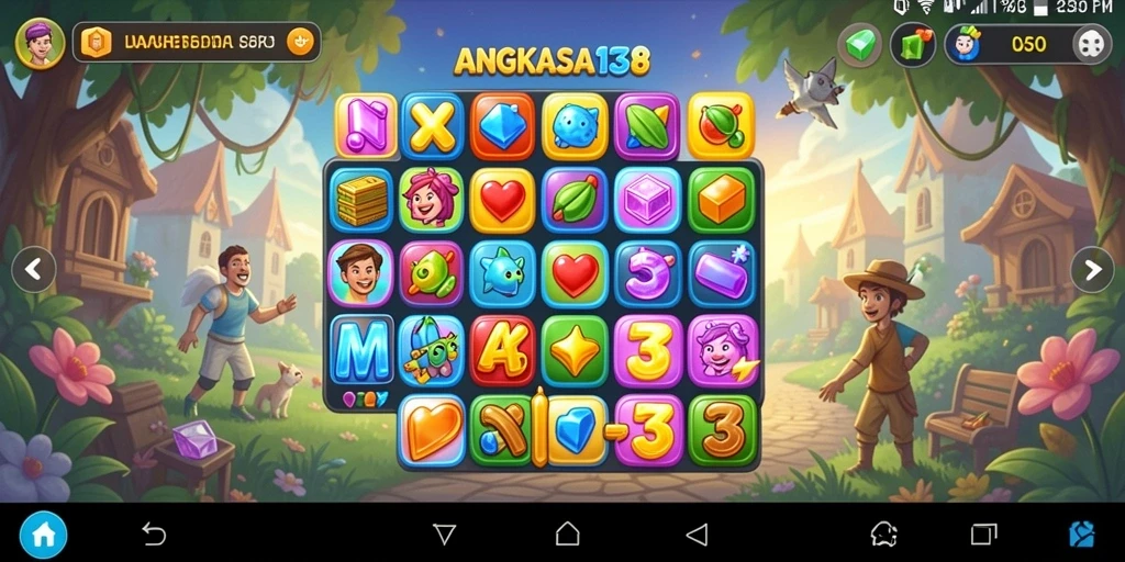 Tampilan gameplay seru dalam ANGKASA138 dengan tantangan Match-3 yang menarik.