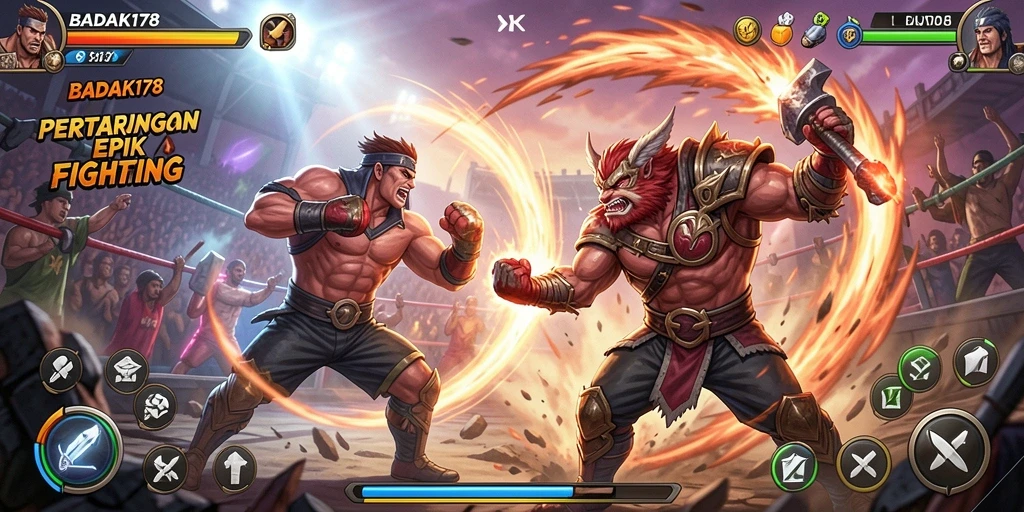 Tangkapan layar gameplay BADAK178 yang menunjukkan aksi pertarungan intens.