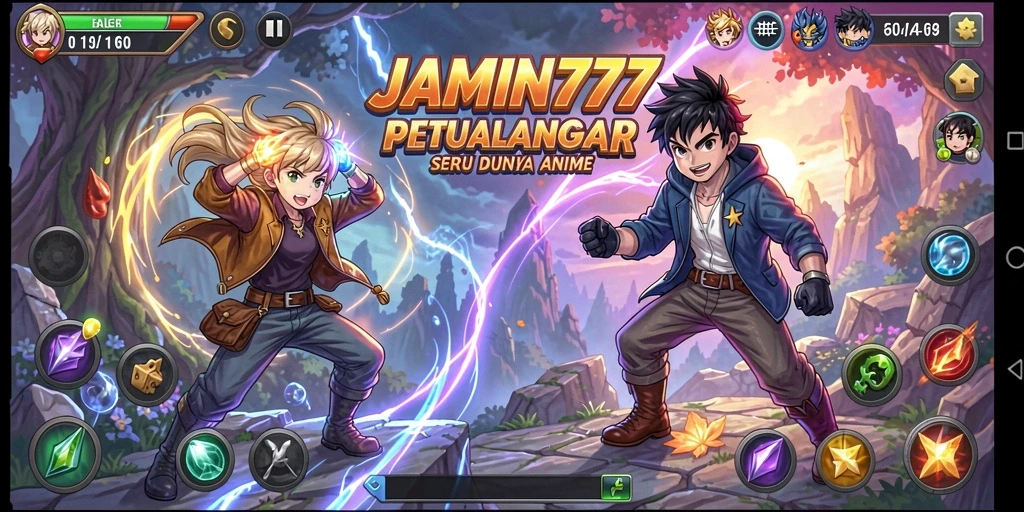 Tampilan gameplay menakjubkan dari JAMIN777 yang menampilkan aksi menyerupai anime.