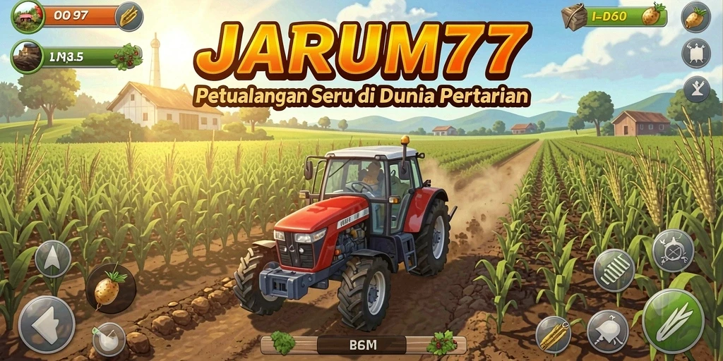 Tampilan gameplay seru dalam JARUM77 saat merawat ladang.