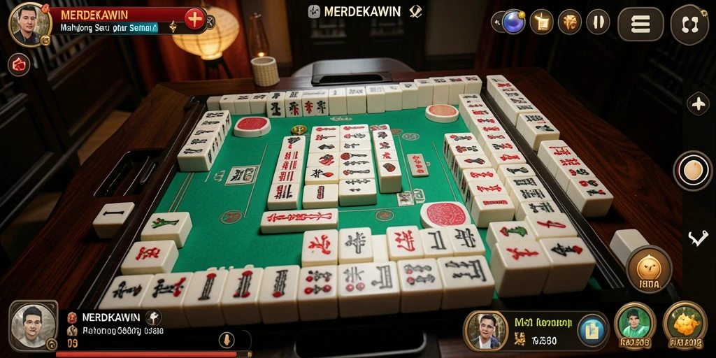 Screenshot gameplay MERDEKAWIN menampilkan nuansa Mahjong yang menarik.