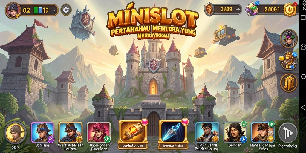 Screenshot gameplay MINISLOT menampilkan strategi Tower Defense yang mendebarkan.
