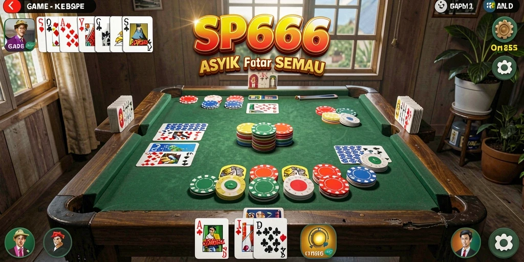 Tampilan gameplay seru dari SP666, permainan Gaple yang menarik.
